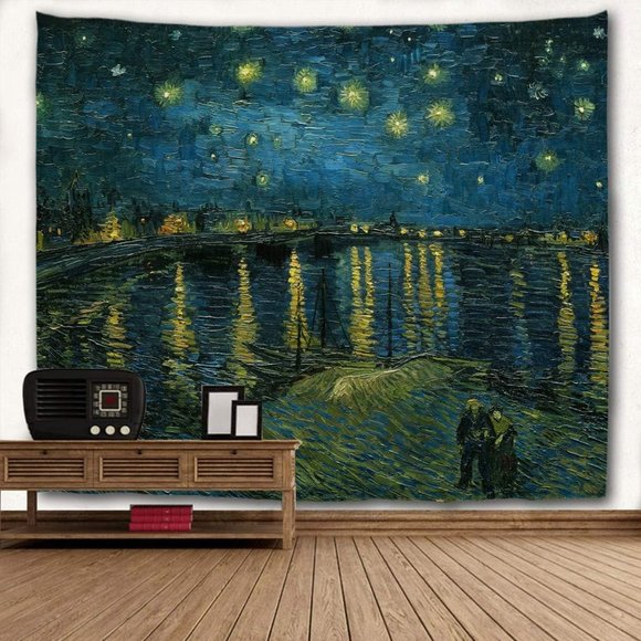 Starry Night Over the Rhone Vincent Van Gogh Big Wall Art Hanging Tapestry New - Picture 1 of 10
